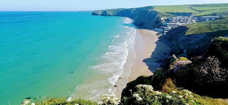 View of Watergate Bay in Cornwall
